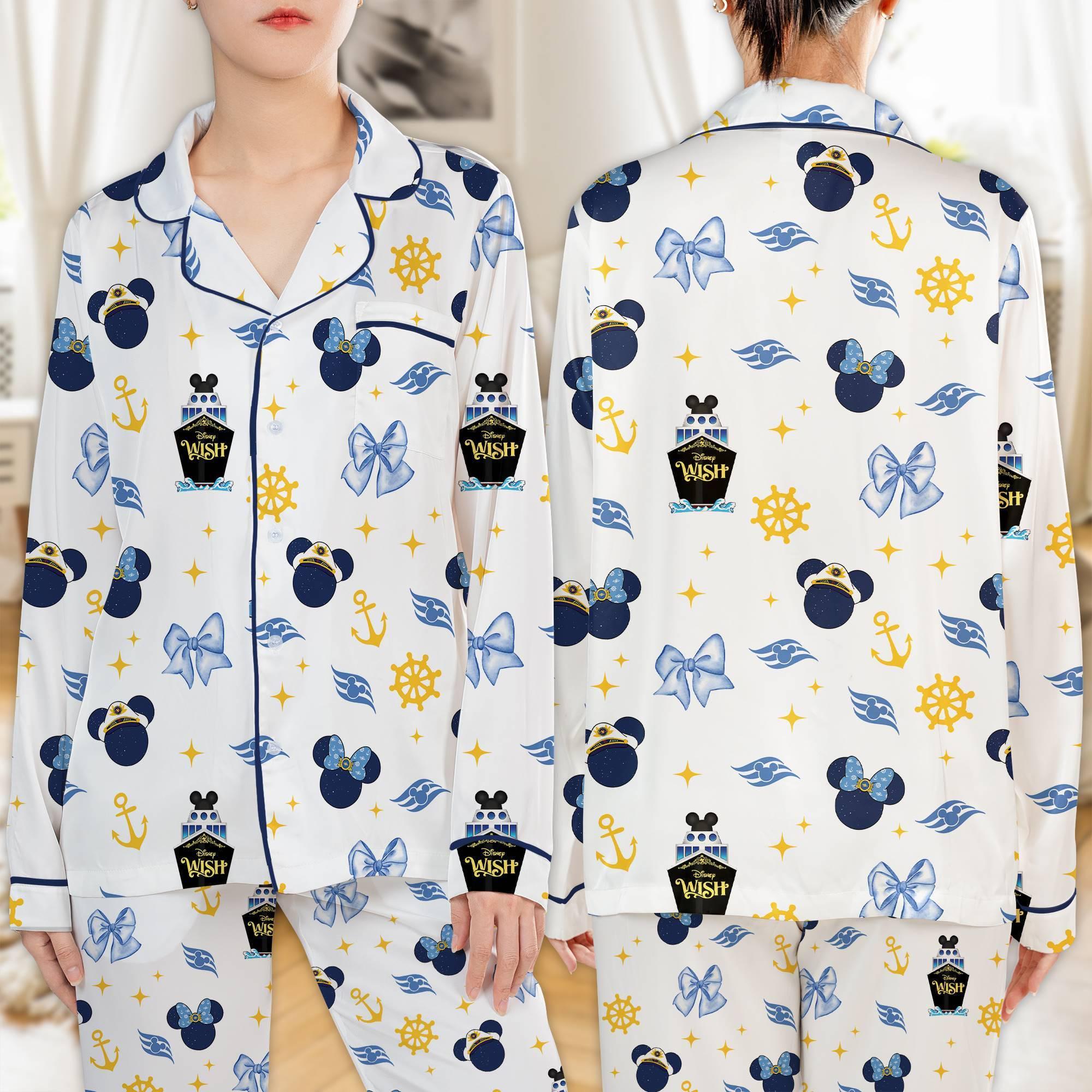 Discover Mickey Cruise Satin Pajamas Set, Disneyland Movie Inspired Sleepwear