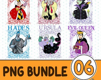 Vintage Villains PNG| Retro Villains Characters PNG| Maleficent Cruella Ursula Evil Queen Hades | Funny Magic Kingdom Digital Download