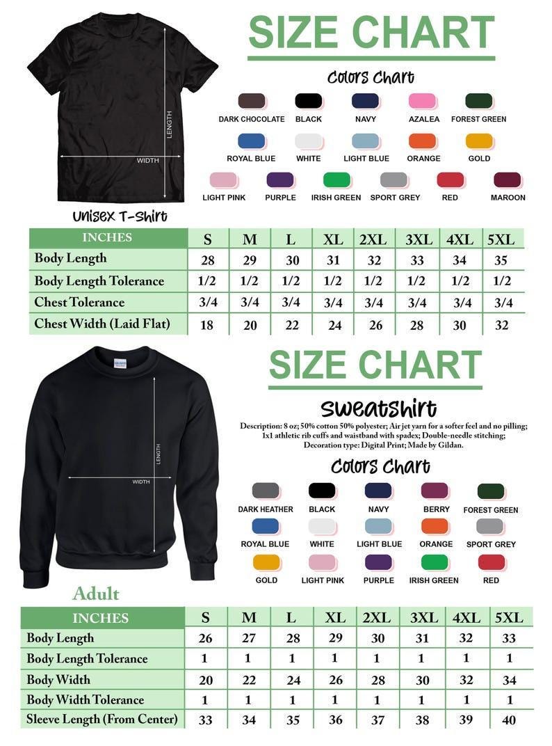 a size chart for a black t-shirt, including measurements and color options. The chart provides details on the t-shirt's size, including chest, waist, and sleeve measurements, as well as color options for the shirt.