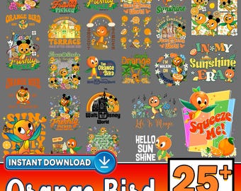 Orange Bird PNG, Disneyland, Disneytrip Download File, Flower Garden Orange Bird PNG, Disneymovie, Funny Digital File