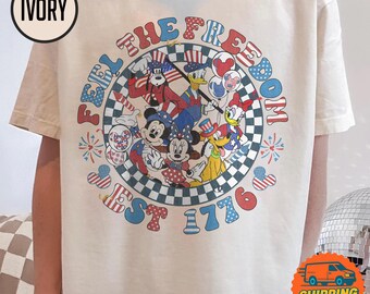 Mickey And Friends Checkered 4th of July Shirt, Mickey and Friends 4th July 2026 Shirt, Disneyland Family, Magic Kingdom Tee Patriotic Gifts