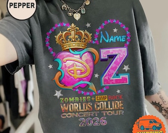 Personalized Zombie Camp Rock Worlds Collide Concert Tour 2026 T-Shirt, Descendants Zombies Camp Rock, Malachi Barton tee