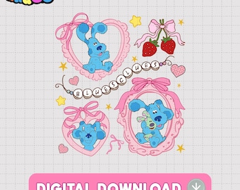 Archivo de Blues Clues de Coquette Bow, Cumpleaños de perro azul para niño, Cumpleaños de Blues Clues para niña PNG, Descarga instantánea de Coquette Bow para familias amantes de los perros