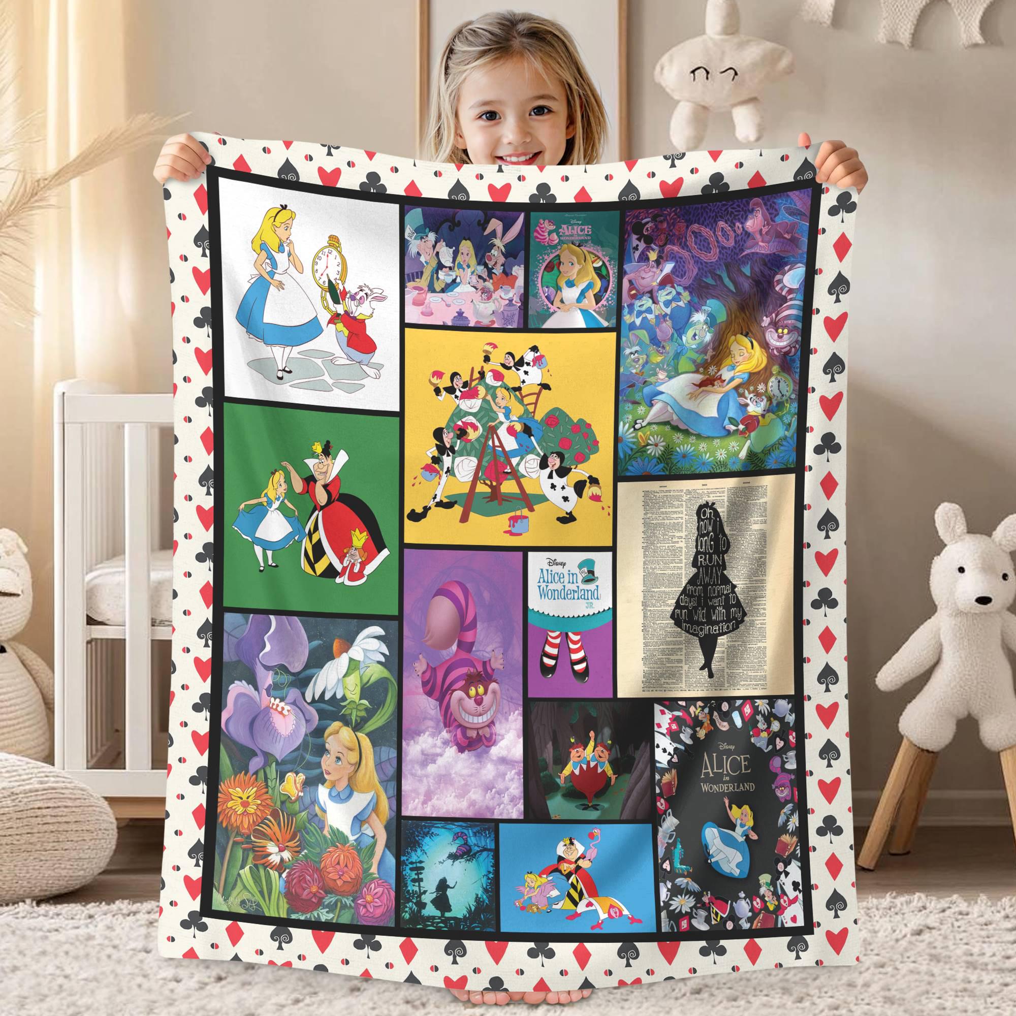 Discover Disneyland Alice In Wonderland Fleece Blanket, Alice Cheshire Cat, Christmas Party