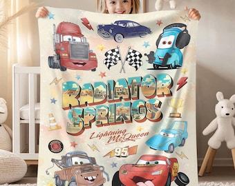 Cars Fleece Blanket, Blanket Radiator Springs Cars Movie, Lightning Mcqueen Sally Tow Mater Cars, Cars Characters Blanket Gifts