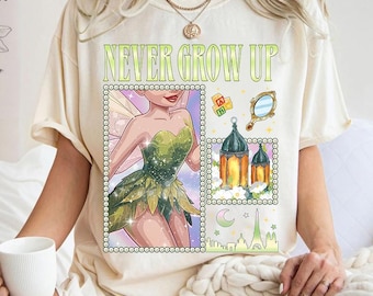 Vintage Disneyland Tinker Bell Sweatshirt, Never Grow Up, Magic Kingdom T-Shirt, Disneyland Minnie Bow Sweater, Fairy Magical Sweatshirt