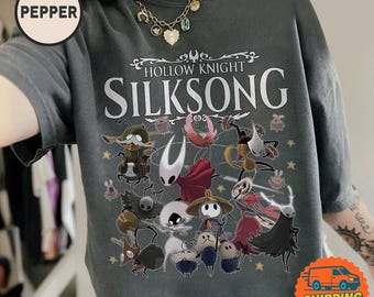 Camiseta retro de Hollow Knight Silksong, camiseta de Hollow Knight, Silksong Hornet, camiseta con gráficos de juegos independientes, camiseta de juegos con estética gótica