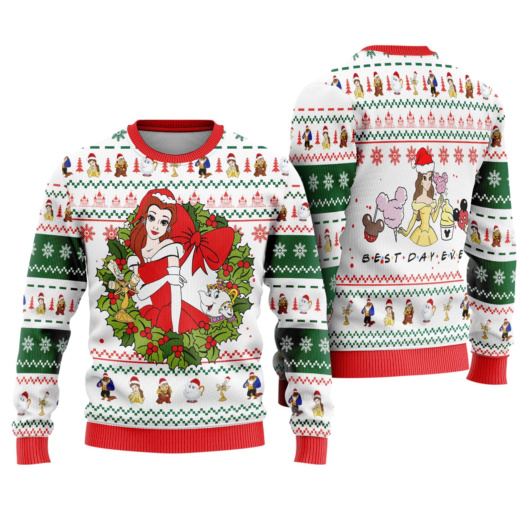 Discover Beauty And The Beast Ugly Sweater, Belle Princess Christmas Sweater