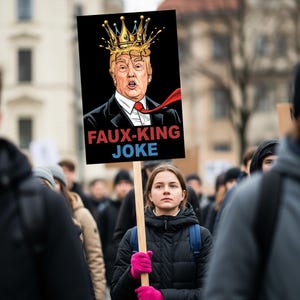 No Faux King Way Protest Sign Printable, Anti-Trump No Kings Protest Poster Sign For March, Political Activist, Democracy Digital Download