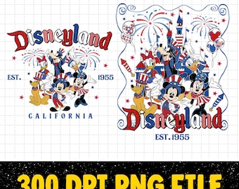 Disneyland Mickey & Friends, Happy 4th Of July Png, Party In The USA, American Patriotic Png, Independence Day, Fourth Of July Digital File