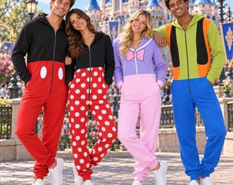 Mickey and Friends Halloween Jumpsuit Pajamas, Mickey Minnie Donald Daisy Goofy Costume Onesies, Matching Character Group Outfit