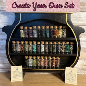 Crystal Chip Jar: Build Your Own Apothecary Bottles - Wicca, Pagan, Spell Supplies *NEW ITEMS  Cherry Blossom Qrtz, Fire Qrtz, Golden Healer