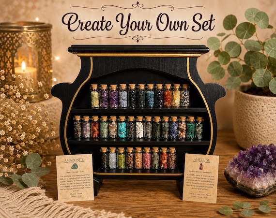Crystal Chip Apothecary Bottles: Wicca, Spell, and Reiki Supplies