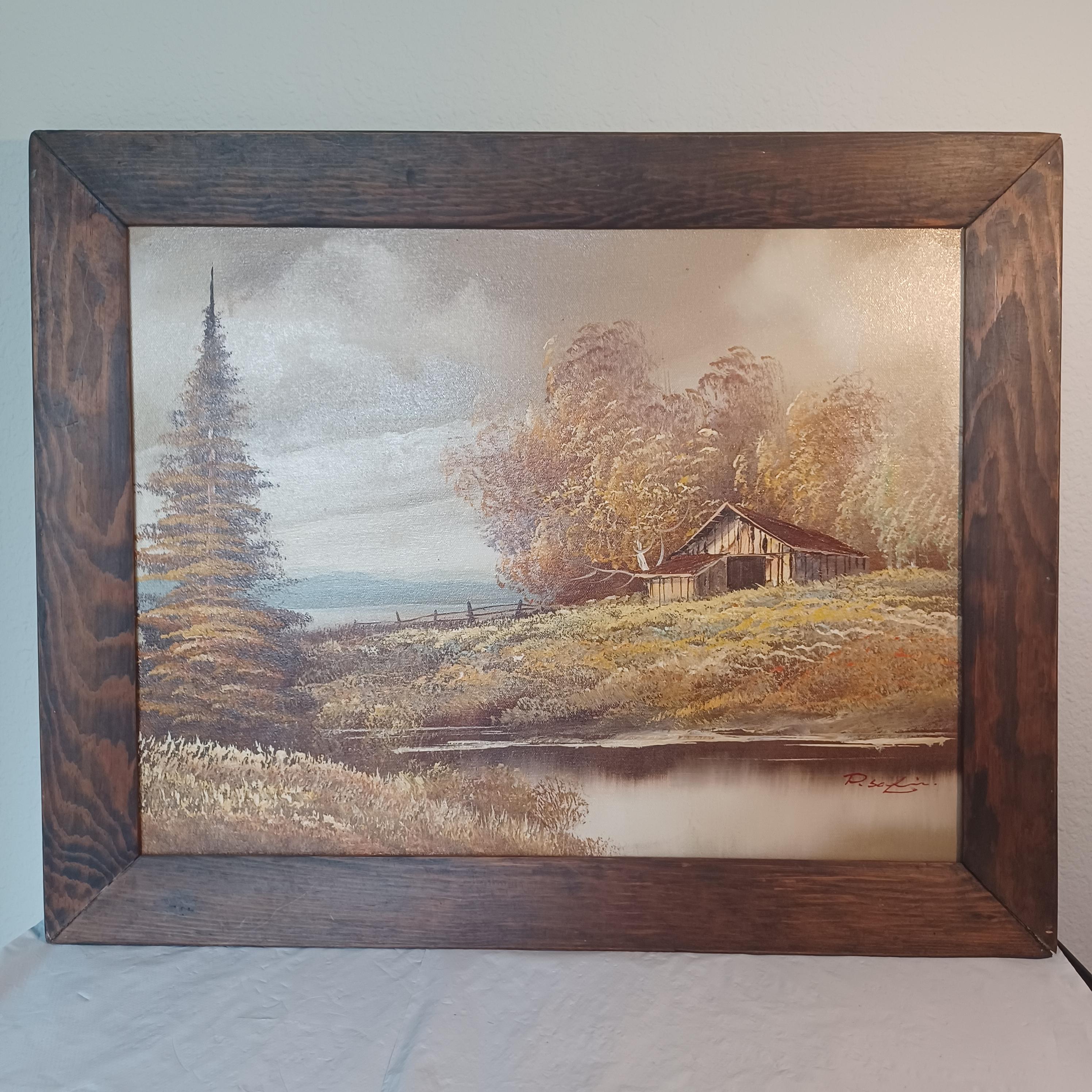 Rustic Landscape Oil on Canvas Signed P. Sabin I Call 