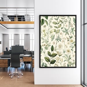 Vintage botanische muurkunst – digitale download van delicate handgetekende wilde bloemen, ideaal voor op de natuur geïnspireerd huis of cottagecore