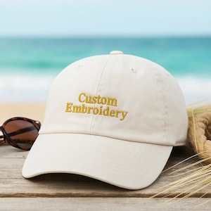 Custom Embroidered Hat – Personalized Baseball Cap or Wash Hat with Your Text, Logo or Design | Unique Gift Idea, Adjustable Summer Dad Hat
