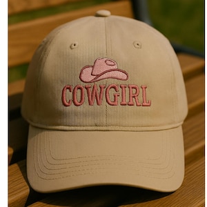 Cowgirl Embroidered Hat, Western Country Baseball Cap or Wash Hat, Rodeo Style Adjustable Cowgirl Cap, Cute Cowgirl Gift for Women