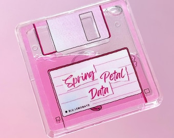 Amuleto de disquete de resorte / Hecho a mano / Llavero / Carrete de insignia / Agarre para teléfono