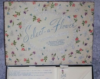 Coffret de papeterie Select a Flower vintage des années 1950 EB41824