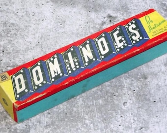 Vintage Dominoes Set by Halsam with (28) Pieces + Original Box RARE SET! EB19