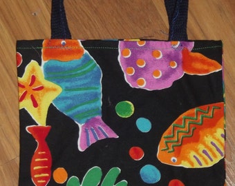 Handmade Tropical Fish Fabric Small Tote Bag