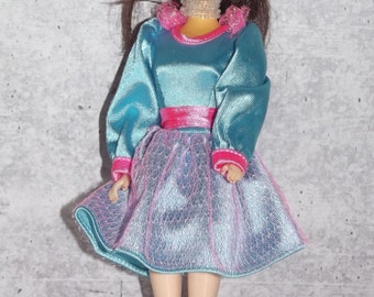 Vintage Genuine Mattel Barbie Pink Blue Dress Puff Sleeves Purple Label EB32724