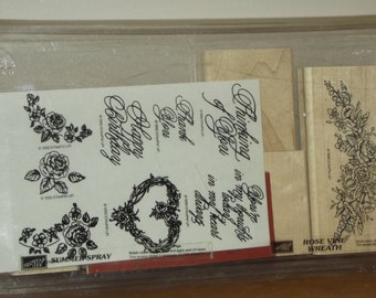 Stampin Up Summer Spray and Rose Vine Wreath 2 Sets Together  RETIRED