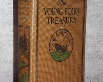 The Young Folks Treasury Volume V The Animal World, 1919 Antique HC E5424