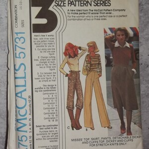 Vintage 1970s McCall&#39;s 5731 Misses SZ 16 18 20 Top Skirt Pants PATTERN