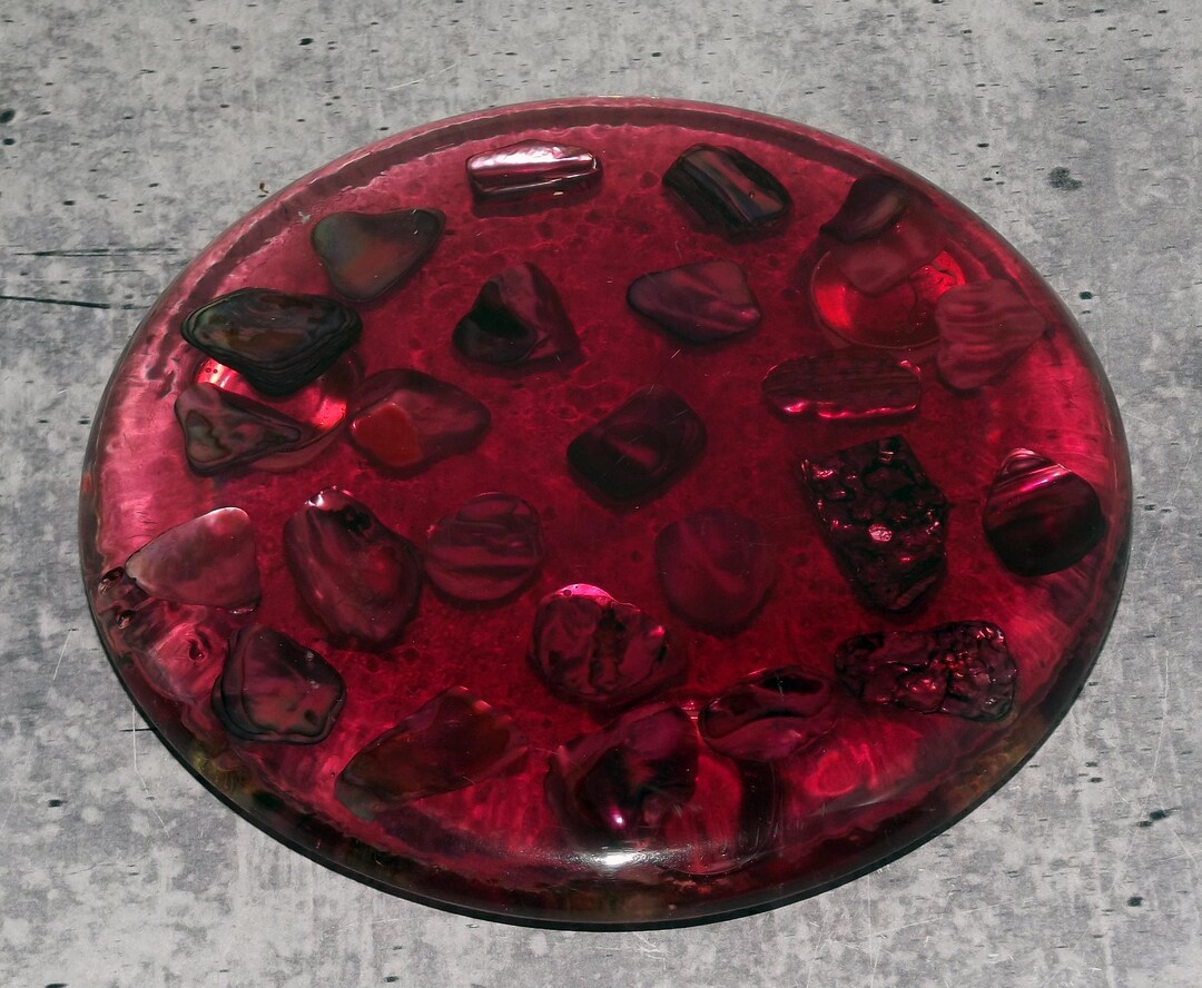 Magenta Shell MCM Magenta Lucite Genuine Abalone Shell Trivet 5.5