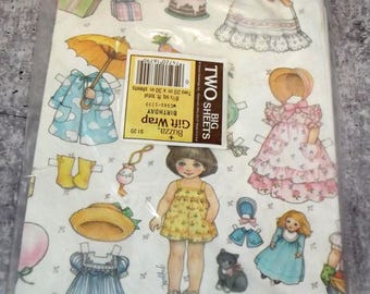 Vintage Gibson Buzza Paperdolls Birthday Gift Wrap 1 piece EB42