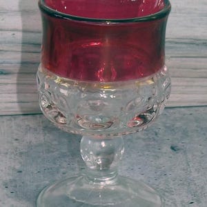 Copa de cristal Kings Crown Cranberry Ruby Flash de 4 1/2" con huella dactilar EB16
