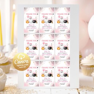 fall baby shower,thank you for coming,stickers labels tags,shower thank you tag,halloween baby,shower favor tags,a little boo,printable thank you,is almost due baby,editable template,