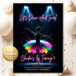 Ballet Birthday Invitation, Any Age Ballerina Dancer Party Invitation, Editable Ballet Birthday Invitation Template, Instant Download BL71