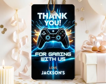 Video Game Thank You Tag Template Video Game Birthday Favor Tags Editable Gaming Birthday Tags Printable Arcade Party Favor Tags GN051