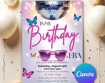 In My Birthday Era Invitation, Teen Birthday Girl Music Party Invite, Purple & Blue Eras Party, Editable Printable Digital Invitation IM51