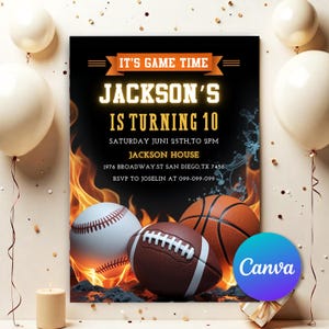 Convite de aniversário esportivo, convite para festa esportiva, convite com tema esportivo, convite digital para jogo esportivo, convite para All-Star, download instantâneo SP542