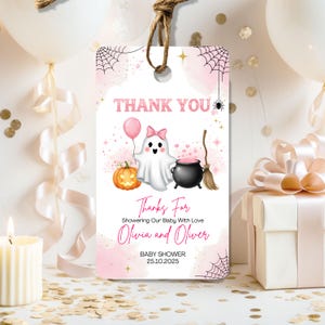 fall baby shower,thank you for coming,stickers labels tags,shower thank you tag,halloween baby,shower favor tags,a little boo,printable thank you,is almost due baby,editable template,