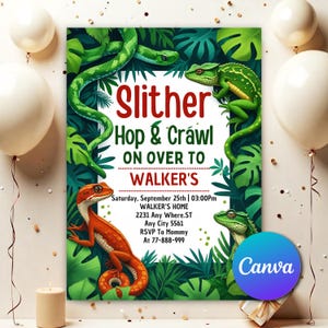 Reptile Birthday Party Invitation Theme, Printable Digital Birthday Party Invite Template, Editable Reptile Birthday Party Invitation RB0061