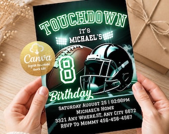Football Birthday Invitation, Sports Theme Style Party Invitation, Editable American Football Invitation, Any Age, Printable Invite FT0024