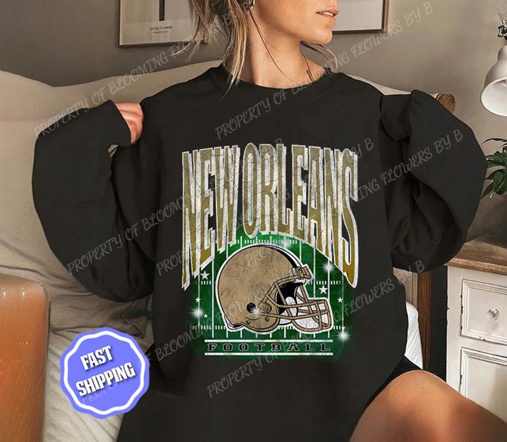 Retro New Orleans Sweatshirt, New Orleans Football Sweatshirt, New Orleans Football, New Orleans Football Tee, Retro Style New Orleans Tee Bespoketshirt