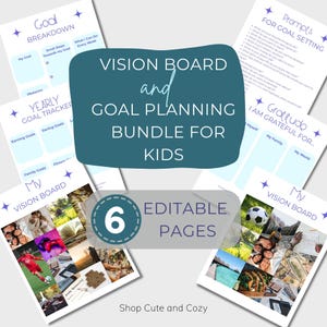 Kids Vision Board Pintable Goal Setting Template Manifestation of Goals Planner for Kids Edit in Canva
