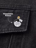 Happiness Potion Enamel Pin – Cute Cat Pins, Funny Bottle Lapel Pins, Kawaii Animal Backpack Pins, Gift for Cat Lovers, Pins and Badges