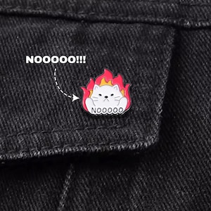 ¡¡¡NOOOOO!!! Pines de esmalte: pines divertidos de gatos para bolsos, pines meme para mochilas, pines adorables para regalar a amigos, pines e insignias, pines de esmalte humorísticos.