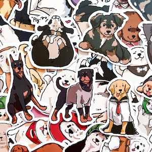 50 Random Cartoon Dog Stickers, Cute Puppy Meme Stickers for Kids, Waterproof Animal Stickers for Journal, Phone, Laptop, Water Bottle