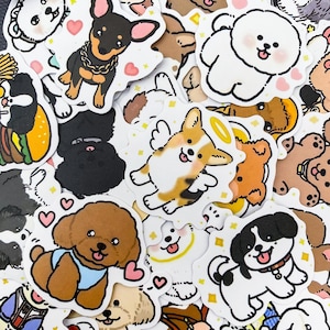 50 zufällige niedliche Hundeaufkleber für Kinder, Kawaii Cartoon-Welpen-Aufkleber, wasserdichter entzückender Tieraufkleber für Scrapbook, Journal, Laptop