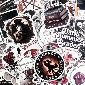 50 zufällige Dark Romance Aufkleber, Gothic Buchliebhaber Aufkleber, ästhetische Schädel und Rosen Aufkleber, wasserdichte Aufkleber für Journal, Scrapbook