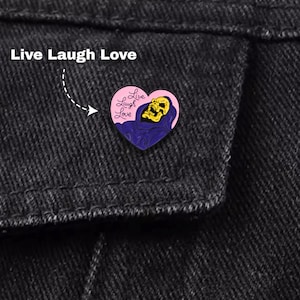 Live Laugh Love Enamel Pins - Funny Heart Pins for Bags, Meme Backpack Pins, Cute Pins Gift for Friends, Pins and Badges, Humor Enamel Pin