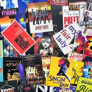 50 pegatinas aleatorias de teatro musical clásico, pegatinas de espectáculos de teatro, pegatinas de programas de mano, pegatinas vintage impermeables para diarios y álbumes de recortes