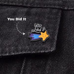 You Did It Shooting Star Enamel Pin – Cute Positive Pins, Funny Star Lapel Pins, Backpack Pins, Quote Pin, Gift for Friends, Pins and Badges
